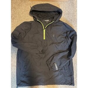 Playboy PacSun Windbreaker Mens Large Black Neon Green Excellent Half Zip Hooded